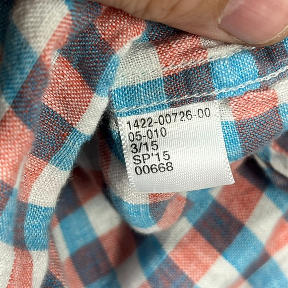 Jos A Bank Linen Button Up Shirt Men's 2XL Gingham Plaid Colorful Beach Resort - Picture 14 of 15